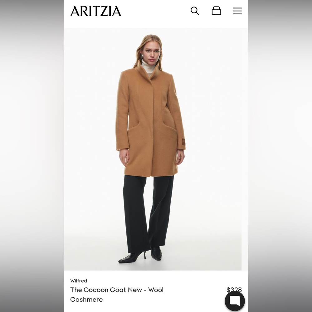 Wilfred The Cocoon Coat New - Wool Cashmere coat, Camel, XS